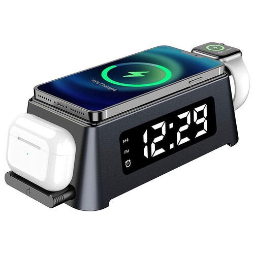 Orotec Ultimo 15W Triple Wireless Charging Station with Alarm Clock for Apple Products