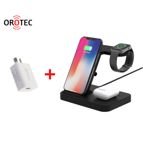 The Ultimate 15W 5-in-1 Wireless Charger Docking Station with Interchangeable Watch Charger & Qualcomm Charger