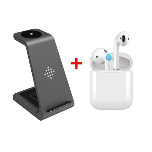Gift Pack - NexGen 3-in-1 Wireless Charger Plus Wireless Earphones with Wireless Charging Case