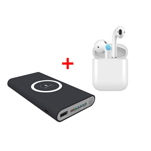 Gift Pack - NexGen Wireless Charger Powerbank Plus Wireless Earphones with Wireless Charging Case