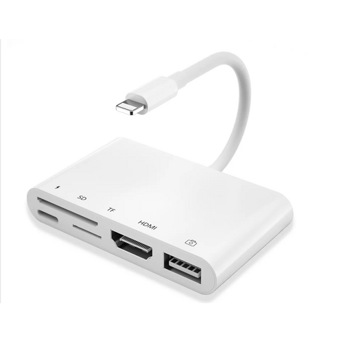 OROTEC 5 in 1 Lightning to OTG Digital AV Adapter for iPhone, HDMI Digital AV Adapter, USB Female OTG Adapter, Camera Adapter, SD, TIF