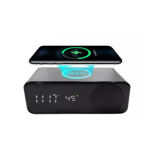 NexGen Smart Wireless Charger Alarm Clock - Bluetooth Speaker - FM Radio - Temperature Display