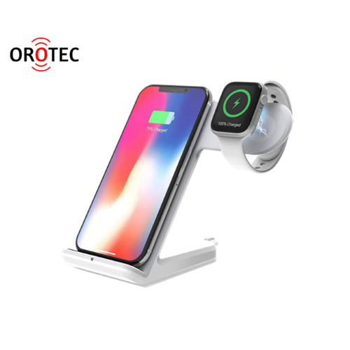 Orotec 10W 2-in-1 Dual Wireless Charging Dock Made for Apple (including Apple Watch Charging) White