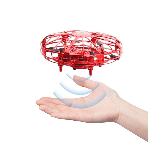 Orotec BOOMA Mini UFO Interactive Drone Infrared Sensor Flying Gadget Toy, Red