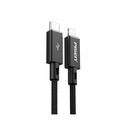 Lightning to USB-C 3A PD Fast Charging Nylon Braided Cable for iPhone & iPad, 1M,  Black