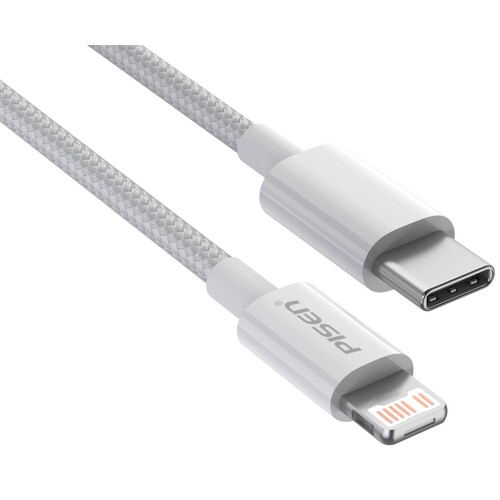 Lightning to USB-C 3A PD Fast Charging Nylon Braided Cable for iPhone & iPad, 1.2M,  White