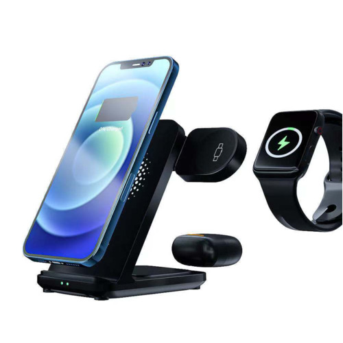 15W FastCharge 3-in-1 Triple Wireless Charging Station Made For Apple with Removable USB-C Watch Charger + 18W Qualcomm Adapter, Black