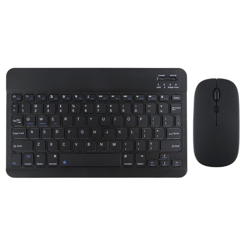 Portable Bluetooth Slim Wireless Keyboard + Mouse 2-in-1 Combo for Tablets, Smartphones, PCs, Smart TVs, Black