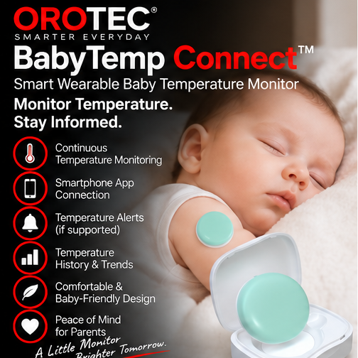 OROTEC BabyTemp Connect™ Smart Wearable Baby Temperature Monitor