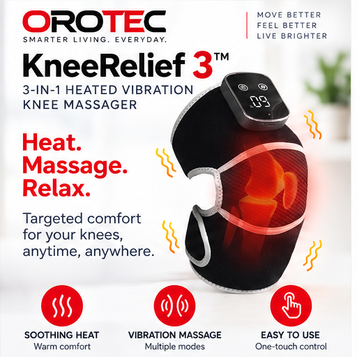 OROTEC Knee Relief 3™ Heated Vibration Knee Massager – Rechargeable Wearable Heat & Massage Wrap