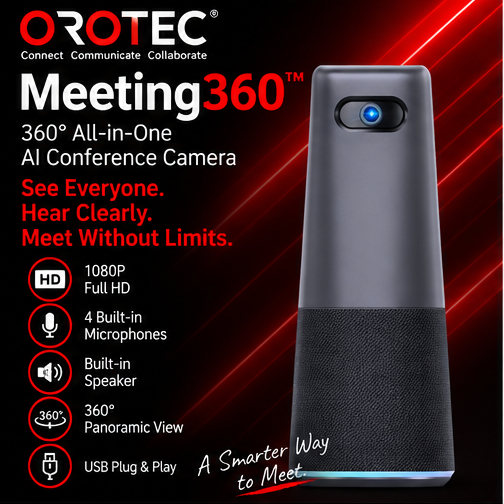 OROTEC Meeting360™ 1080P 360° AI All-in-One Conference Camera