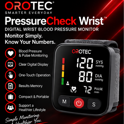 OROTEC PressureCheck Wrist™ Digital Wrist Blood Pressure Monitor