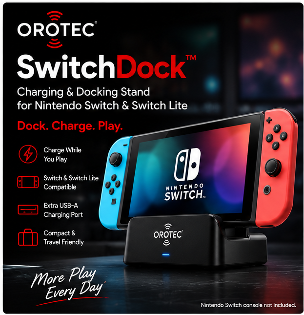 OROTEC SwitchDock™ Charging & Docking Stand for Nintendo Switch & Switch Lite – Black