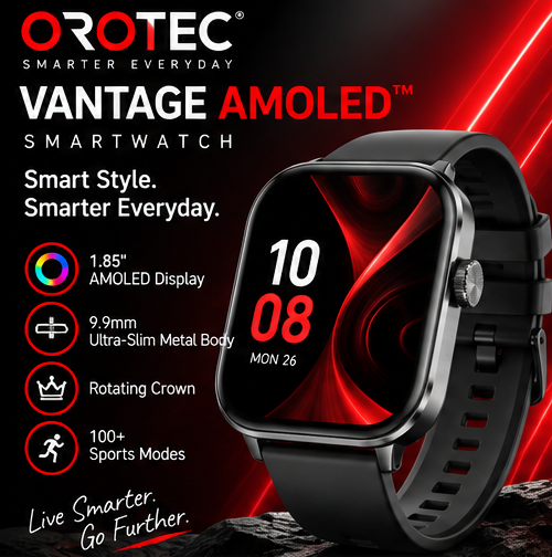 OROTEC Vantage AMOLED™ 1.85" Ultra-Slim Smartwatch with 100+ Sports Modes