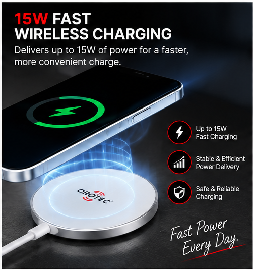 OROTEC MagCharge 15™ 15W Ultra-Thin Magnetic Wireless Charger