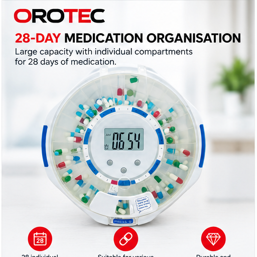 OROTEC SmartDose 28™ Bluetooth Smart Automatic Pill Dispenser – 28-Day Medication Organiser