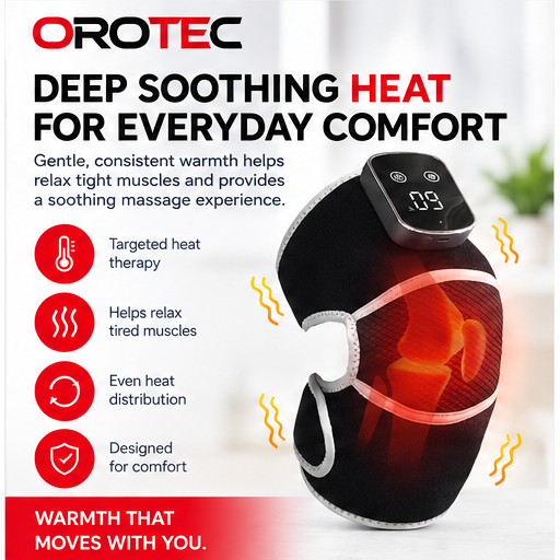 OROTEC Knee Relief 3™ Heated Vibration Knee Massager – Rechargeable Wearable Heat & Massage Wrap