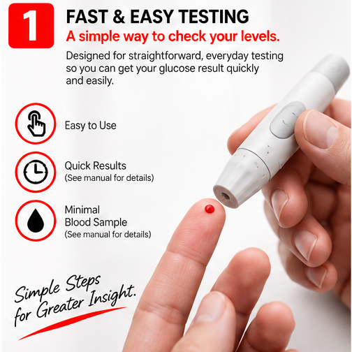OROTEC GlucoCheck™ Blood Glucose Monitoring System with 50 Test Strips & Lancets