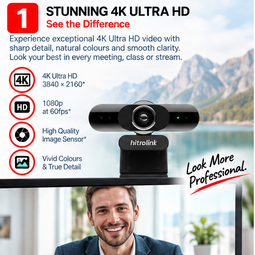 OROTEC HITROLINK StreamCam 4K™ Ultra HD Autofocus USB Webcam