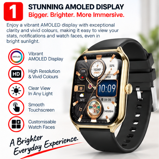 OROTEC DBW Vantage Fit™ AMOLED Smartwatch – Black