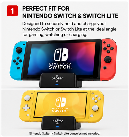 OROTEC SwitchDock™ Charging & Docking Stand for Nintendo Switch & Switch Lite – Black