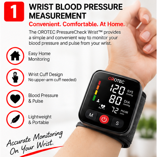 OROTEC PressureCheck Wrist™ Digital Wrist Blood Pressure Monitor