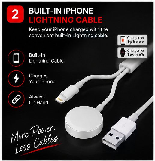 OROTEC WatchCharge Duo™ Magnetic Apple Watch Charger + iPhone Lightning Cable