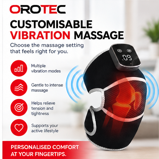 OROTEC Knee Relief 3™ Heated Vibration Knee Massager – Rechargeable Wearable Heat & Massage Wrap