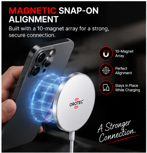OROTEC MagCharge 15™ 15W Ultra-Thin Magnetic Wireless Charger
