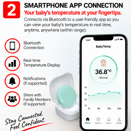 OROTEC BabyTemp Connect™ Smart Wearable Baby Temperature Monitor