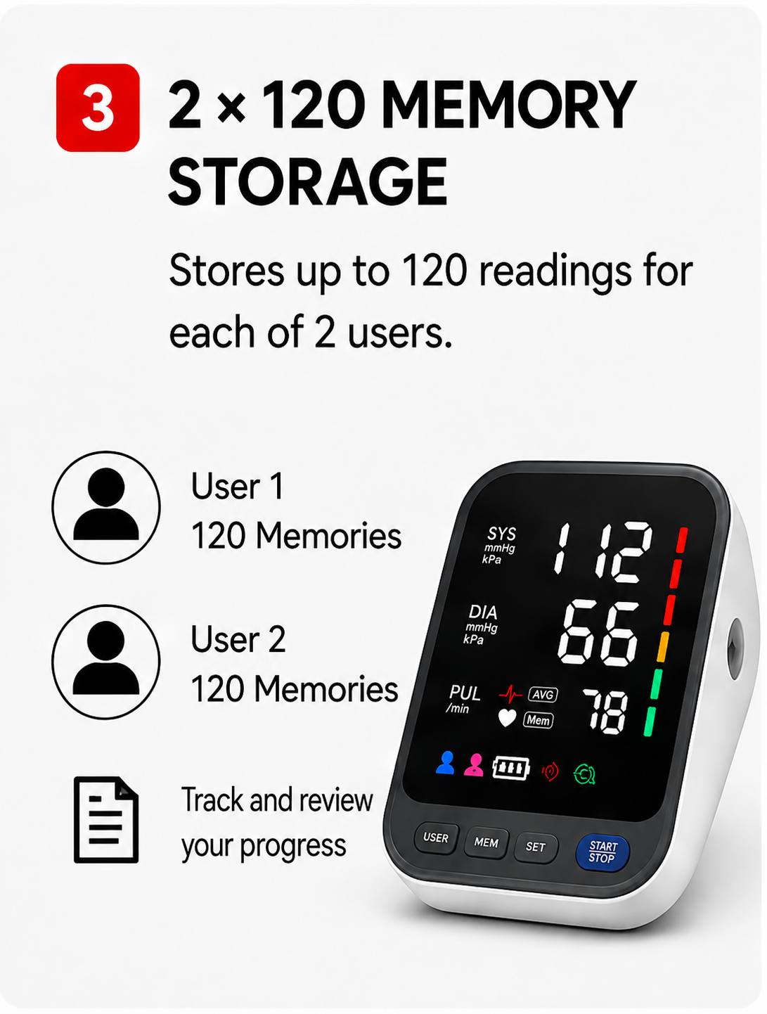 OROTEC Automatic Upper Arm Digital Blood Pressure Monitor – Dual User Memory