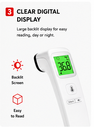 OROTEC TempCheck™ Non-Contact Digital Infrared Forehead Thermometer