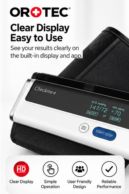 OROTEC Smart Upper Arm Blood Pressure Monitor with Bluetooth & USB-C Rechargeable Battery