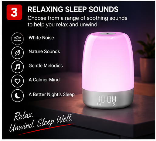 OROTEC DreamGlow™ Sleep Trainer, LED Night Light & Digital Alarm Clock