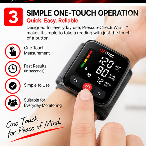 OROTEC PressureCheck Wrist™ Digital Wrist Blood Pressure Monitor