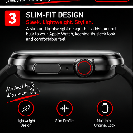 OROTEC WatchShield™ Tempered Glass Screen Protector & Protective Case for Apple Watch