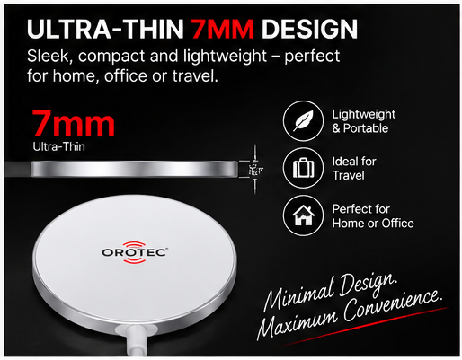 OROTEC MagCharge 15™ 15W Ultra-Thin Magnetic Wireless Charger