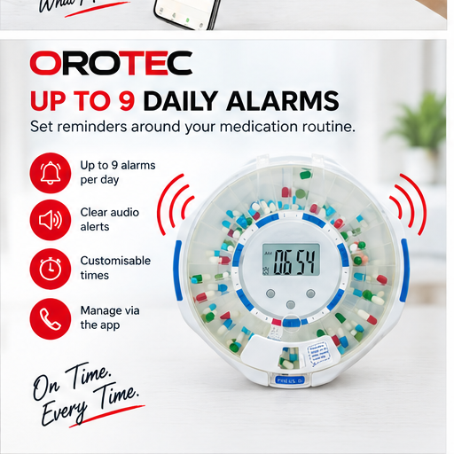 OROTEC SmartDose 28™ Bluetooth Smart Automatic Pill Dispenser – 28-Day Medication Organiser
