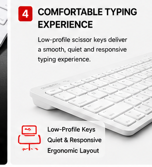OROTEC SlimKey™ Portable Bluetooth Wireless Keyboard – White