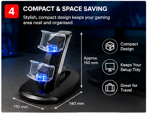 OROTEC DualCharge™ Dual USB Charging Stand for PS4 Controllers – Black