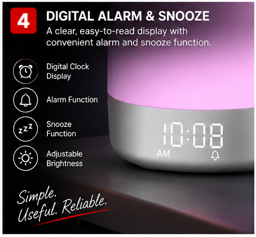 OROTEC DreamGlow™ Sleep Trainer, LED Night Light & Digital Alarm Clock