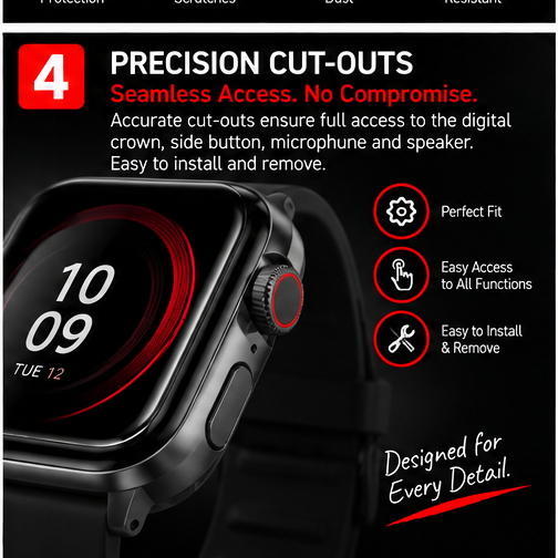 OROTEC WatchShield™ Tempered Glass Screen Protector & Protective Case for Apple Watch