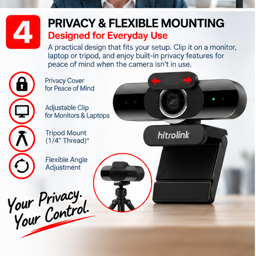 OROTEC HITROLINK StreamCam 4K™ Ultra HD Autofocus USB Webcam