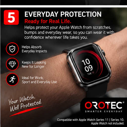 OROTEC WatchShield™ Tempered Glass Screen Protector & Protective Case for Apple Watch