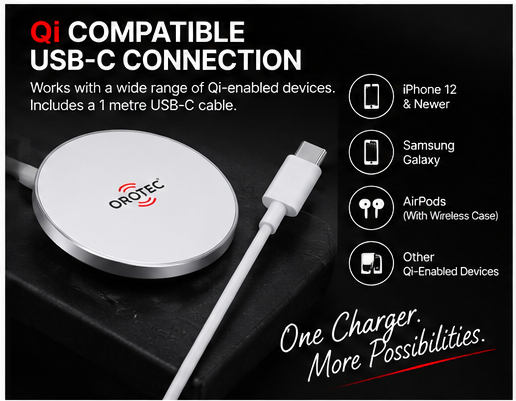OROTEC MagCharge 15™ 15W Ultra-Thin Magnetic Wireless Charger