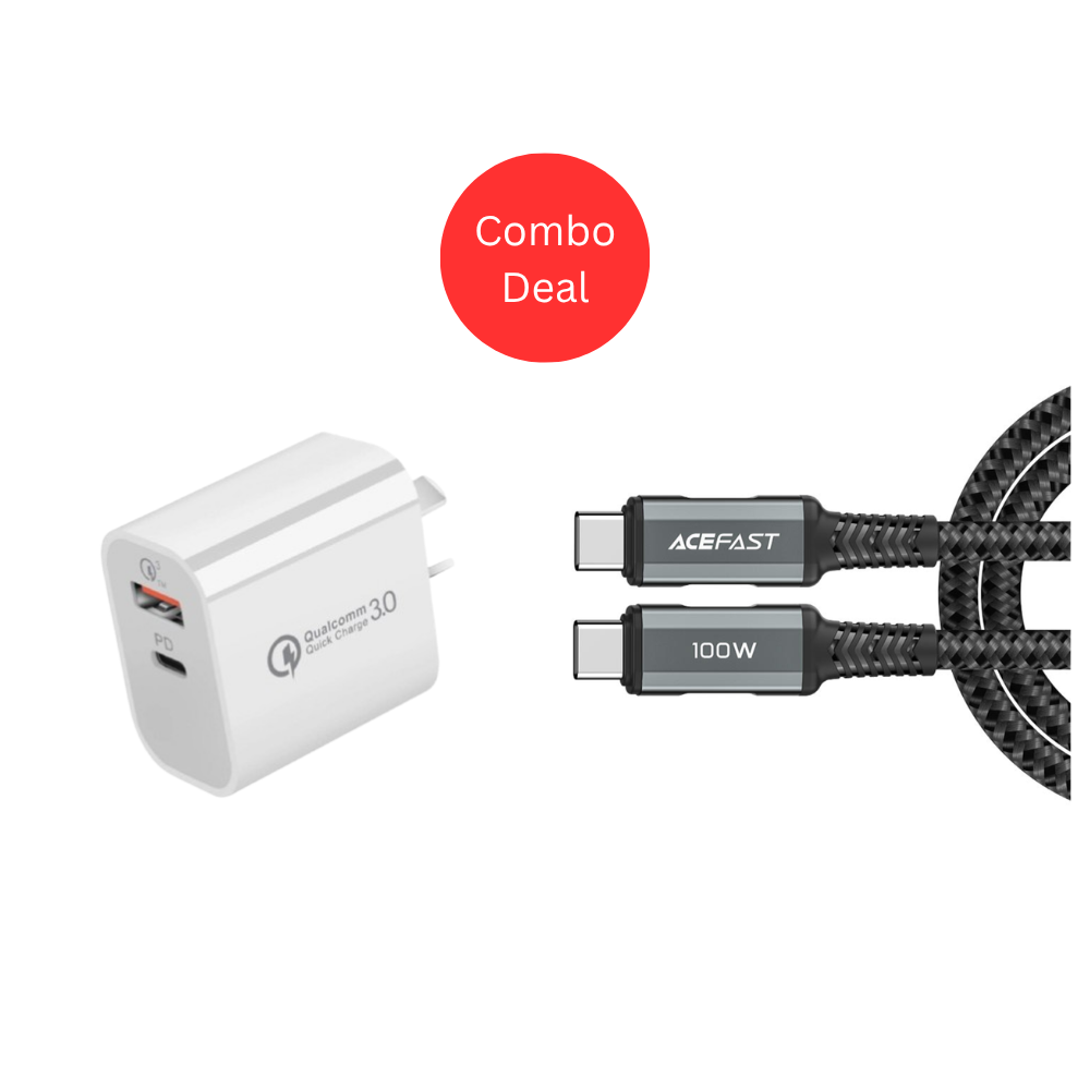 OROTEC PowerCombo 100™ USB-C Fast Charging Cable + Power Adapter Combo