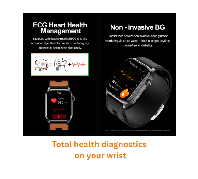 OROTEC Health Smartwatch with Air Pump BP Monitor ECG SOS Calling AMOLED Display